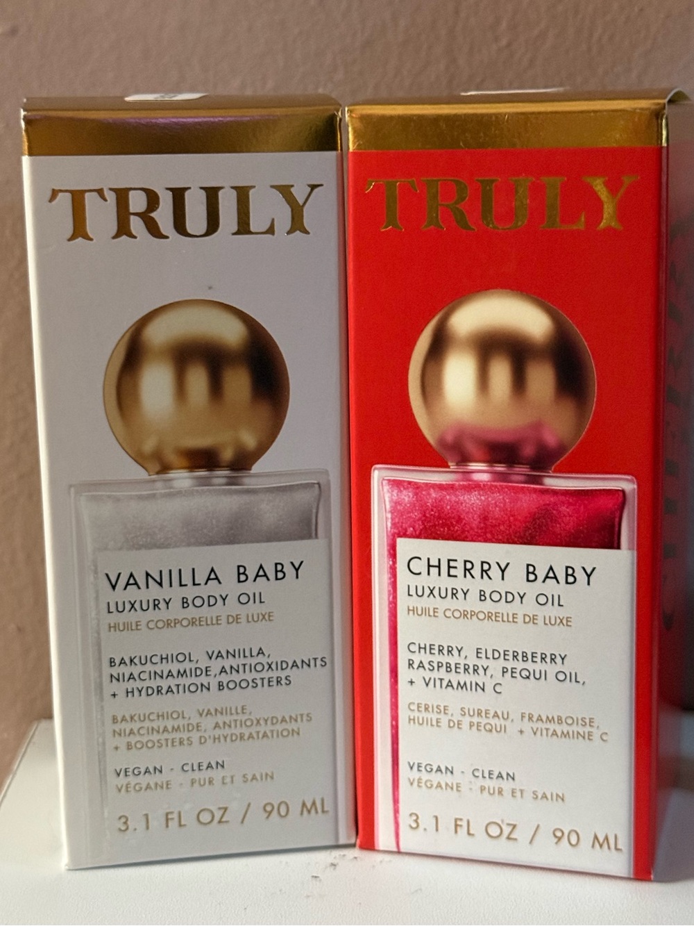 TRULY Cherry Baby & Vanilla Baby Luxury Body Oil Duo -